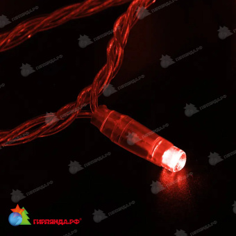 Гирлянда светодиодная Нить 10м 100 Led Красный прозрачный пвх IP65 постоянное свечение 24В  14-2284