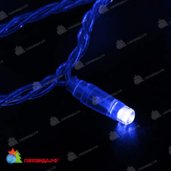 Гирлянда светодиодная Нить 10м 100 Led Синий прозрачный пвх IP65 постоянное свечение 24В 14-2285