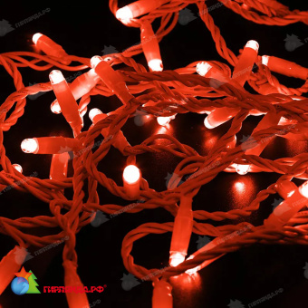 Гирлянда светодиодная Нить (2 модуля x 5м) 100 Led Красный белый пвх IP65 эффект мерцания 24В 14-2286