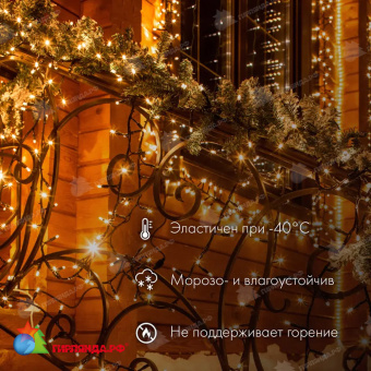 Гирлянда светодиодная Нить 10м 200 Led Холодный Белый черный каучук IP67 эффект мерцания 230В соединяется 14-2288