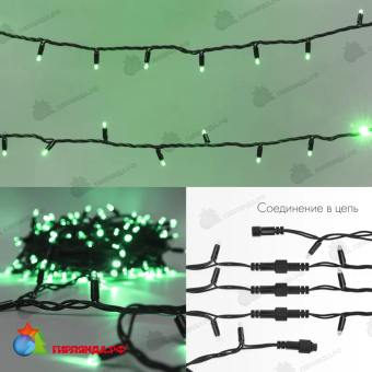 Гирлянда светодиодная Нить 20м 200 Led Зеленый черный каучук IP67 постоянное свечение 230В соединяется 14-2306