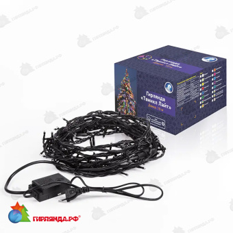 Гирлянда Нить управляемая 10м 100 Led Желтый черный пвх IP65 свечение с динамикой 230В контроллер в комплекте 14-2341