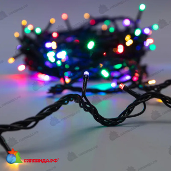 Гирлянда Нить управляемая 10м 100 Led Мультиколорколор (RGYB) черный пвх IP65 свечение с динамикой 230В 14-2345