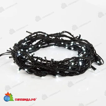 Гирлянда Нить управляемая 20м 200 Led Холодный Белый черный пвх IP65 свечение с динамикой 230В 14-2351