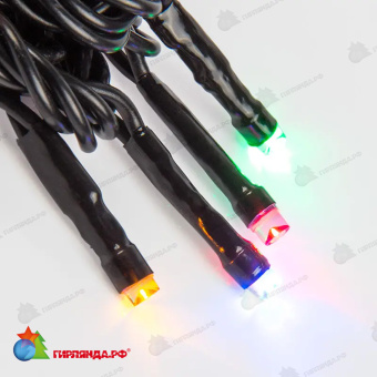 Гирлянда Нить управляемая 20м 200 Led Мультиколорколор (RGYB) черный пвх IP65 свечение с динамикой 230В 14-2352
