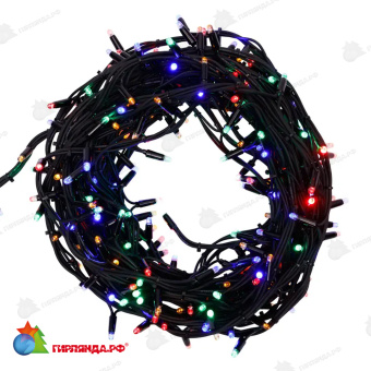 Гирлянда Нить управляемая 20м 240 Led Мультиколорколор черный каучук IP67 свечение с динамикой 230В 14-2354