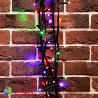 Гирлянда Нить управляемая 20м 240 Led Мультиколорколор черный каучук IP67 свечение с динамикой 230В 14-2354