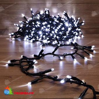 Гирлянда светодиодная Кластер 10м 400 Led Холодный Белый черный каучук IP67 постоянное свечение 230В 14-2362