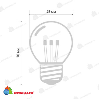 Ретро-лампа светодиодная диаметр 45мм, E27, 6 Led, 2Вт, Теплый Белый, прозрачная колба, 230В 14-2444