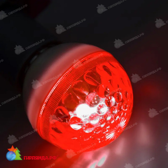 Лампа-строб светодиодная, диаметр 50, E27, 18 Led, 2,5Вт, Красный, 230В 14-2471