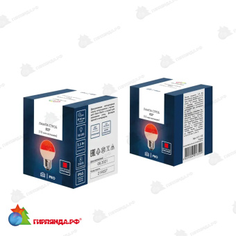 Лампа-строб светодиодная, диаметр 50, E27, 18 Led, 2,5Вт, Красный, 230В 14-2471