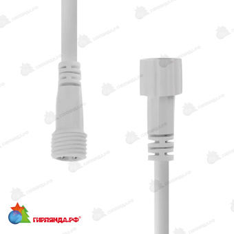 Коннектор (шнур) с проводами папа-мама, 2 pin, белый каучук 14-2545