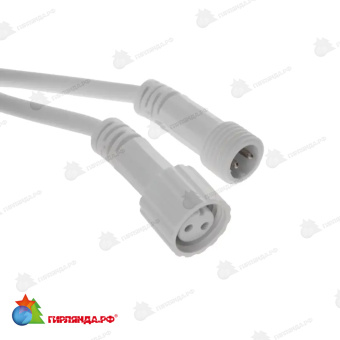 Коннектор (шнур) с проводами папа-мама, 2 pin, белый каучук 14-2545