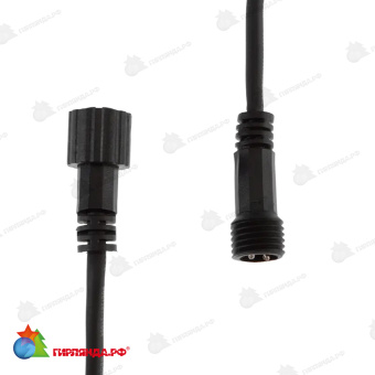 Коннектор (шнур) с проводами папа-мама, 2 pin, черный каучук 14-2546