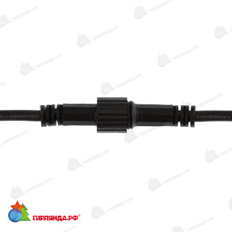 Коннектор (шнур) с проводами папа-мама, 2 pin, черный каучук 14-2546