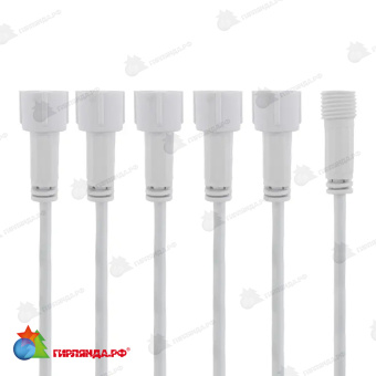 Разветвитель-Y (шнур) для уличных гирлянд (1 вход, 5 выходов) белый пвх 14-2553