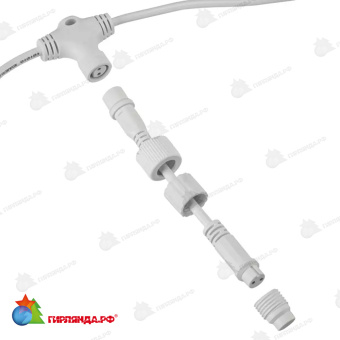 Разветвитель-шина для уличных гирлянд (1 вход, 5 выходов) расстояние 100см, белый пвх 14-2555