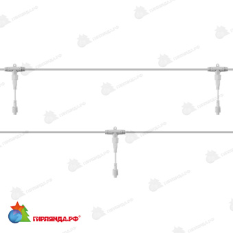 Разветвитель-шина для уличных гирлянд (1 вход, 5 выходов) расстояние 100см, белый пвх 14-2555
