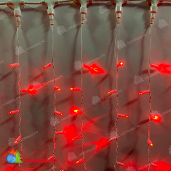 Гирлянда светодиодный занавес 2х3м., 740 LED, красный, без мерцания, белый ПВХ провод. 13-2031