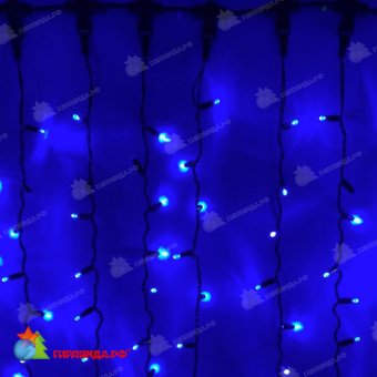 Гирлянда светодиодный занавес 2х1,5м., 380 LED, синий, с мерцанием, черный ПВХ провод. 13-2057