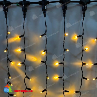 Гирлянда светодиодный занавес 2х6м., 1140 LED, теплый белый, с мерцанием, черный ПВХ провод. 13-2072