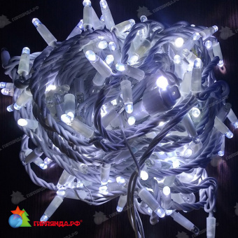 Гирлянда Нить 20 м, 200 LED, холодный белый, с мерцанием, белый резиновый провод. 13-2095