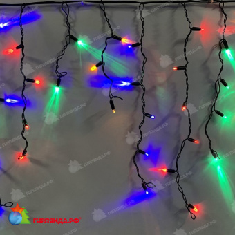 Гирлянда Бахрома 2х0.6м., 80 LED, мульти, без мерцания, черный ПВХ провод с защитным колпачком. 13-2118