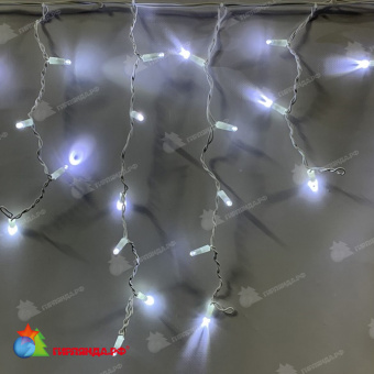 Гирлянда Бахрома 3x0.9 м, 144 LED, Холодный Белый, с мерцанием, белый провод, каучук (резина). 13-2128