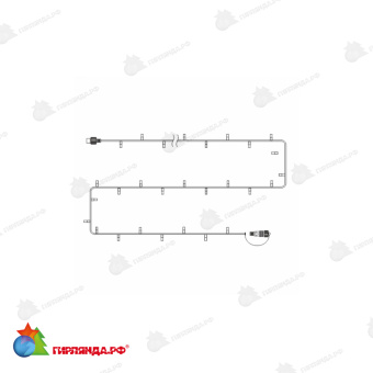 Гирлянда Нить 10 м., 100 LED, синий, с мерцанием, белый резиновый провод, с защитным колпачком. 06-3355