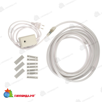 Комплект гибкого неона 10 м. RGB. Cетевой шнур 1.5 м с контроллером. 10-3676.