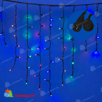 Гирлянда Бахрома 3х0.7 м., 200 LED, мульти, с мерцанием, черный резиновый провод (Каучук), с защитным колпачком. 10-3690.