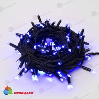 Гирлянда Нить 10 м., 120 LED, синий, с контроллером, черный резиновый провод (Каучук), с защитным колпачком. 10-3787