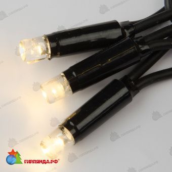 Гирлянда Нить 10 м., 120 LED, теплый белый, с мерцанием, черный резиновый провод (Каучук), с защитным колпачком. 10-3790