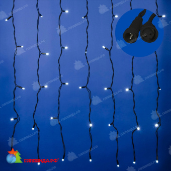 Занавес светодиодный с эффектом мерцания, 3х2м. 384 LED. Белый свет. Провод черный. 10-3845