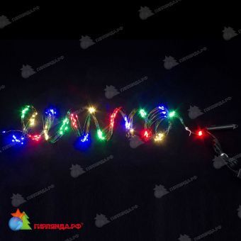 Гирлянда светодиодная Хвост-Роса, 15x2.2м., 330 Led, с мерцанием, мульти, зеленый провод, ш.п. 3м, IP 20. 03-4011