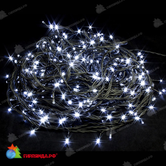 Гирлянда Нить 60 м., 600 LED, Холодный Белый, с мерцанием, черный провод (ПВХ). 03-4160