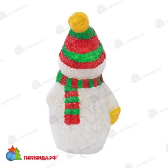Акриловая светодиодная фигура "Снеговик с шарфом" 60 см, 200 LED, холодный белый, прозрачный ПВХ провод. 14-1537
