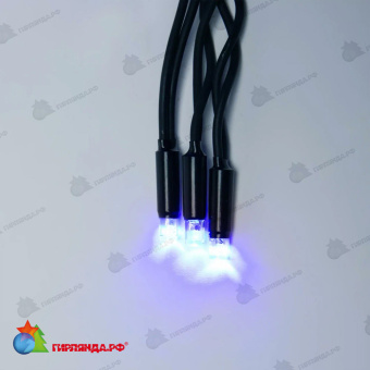 Гирлянда светодиодный занавес 3х2 м., 240 LED, синий, с мерцанием, черный резиновый провод (Каучук), с защитным колпачком. 10-3715.