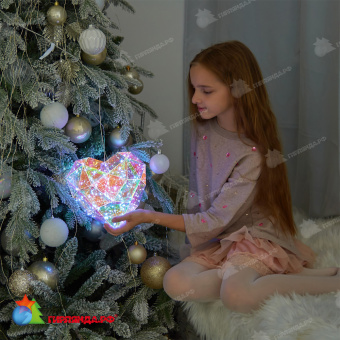 Светильник декоративный «Сердце», на батарейках 100 LED. Белый свет. Цвет корпуса радужный. 10-3860