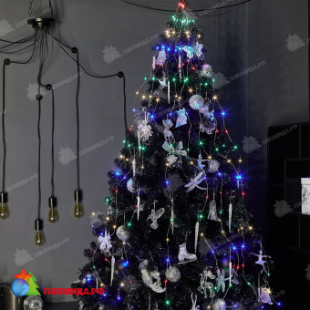 Светодиодная гирлянда "Роса", 1.2 м., 10 нитей, 120 LED, мульти, прозрачный провод. 10-3742.