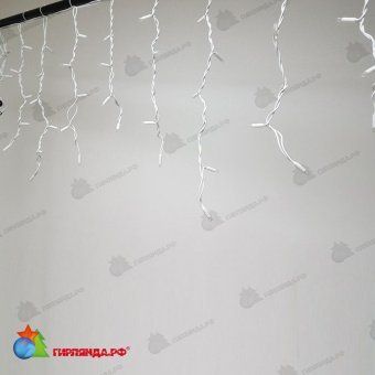 Гирлянда Бахрома 4.8x0.6 м., 160 LED, холодный белый, без мерцания, белый резиновый провод (Каучук), с защитным колпачком. 11-1049