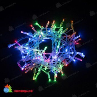 Гирлянда Нить 10 м., 100 LED, мульти, без мерцания, с защитным колпачком, прозрачный ПВХ провод, 24В. 04-3460