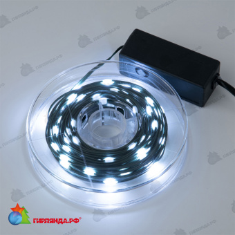 Гирлянда светодиодная "Полоса", 10м. 100 LED. Белый свет. Провод зеленый. 10-3616