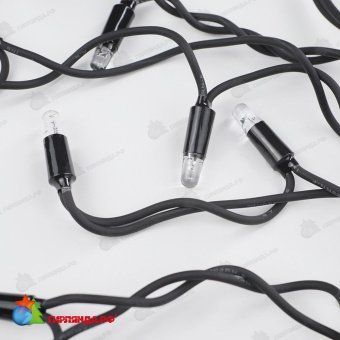 Гирлянда Бахрома 3х0.6 м., 108 LED, теплый белый, с мерцанием, черный резиновый провод (Каучук), с защитным колпачком. 06-3020