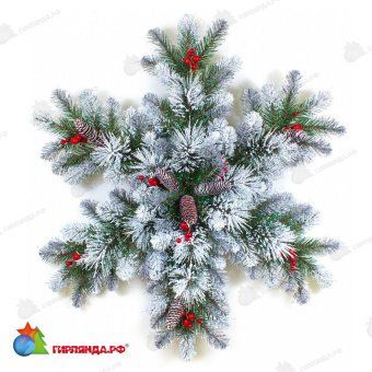 Снежинка, заснеженные ветки ели с шишками и ягодами, 70 см. 03-3794