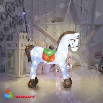 Акриловая светодиодная фигура «Лошадка» 38х13х38 см, 60 LED, холодный белый, прозрачный ПВХ провод. 14-1528
