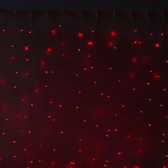 Гирлянда светодиодный занавес, 2х9м., 1800 LED, красный, без мерцания, прозрачный ПВХ провод. 07-3370