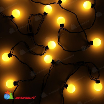 Гирлянда нить с насадками ШАРИКИ D40мм, 5м., 20 LED, теплый белый, без мерцания, черный ПВХ провод. 06-3107
