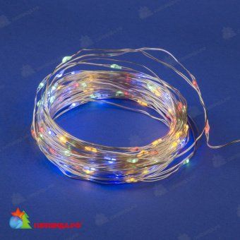 Светодиодная гирлянда "Роса", 10 м., 100 LED, мульти, медный провод. 10-3748.