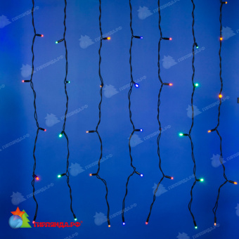Гирлянда светодиодный занавес 3х2 м., 240 LED, мульти, с мерцанием, черный резиновый провод (Каучук), с защитным колпачком. 10-3716.
